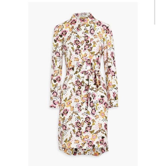 DIANE VON FURSTENBERG Prita Printed Silk-twill Mini Shirt Dress Size 12 DVF - Picture 3 of 14